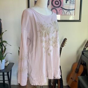 Johnny Was Magdalena embroidered thermal Waffle knit long sleeve top